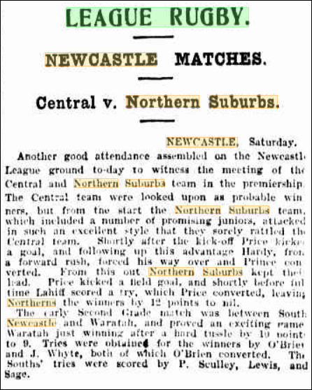 Central vs Norths 1910.