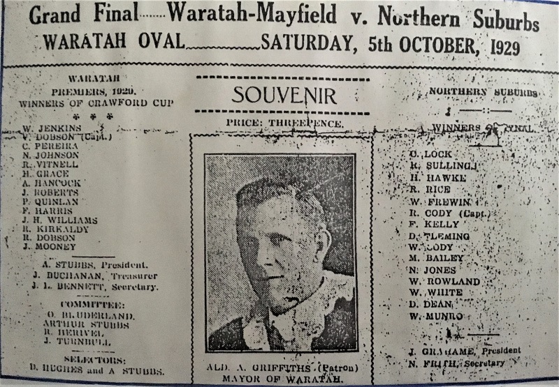 Waratah-Mayfield vs Northern Suburbs Grand Final 1929.