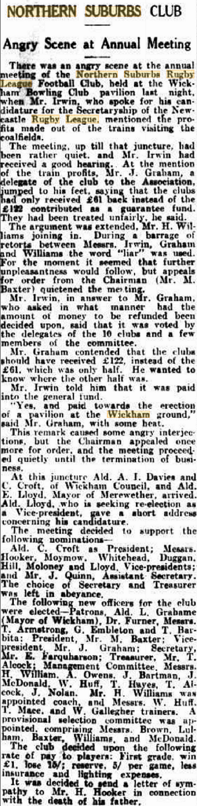 Angry scenes at Meeting 1934.