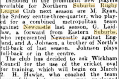 Northern Suburbs new Players 1937.