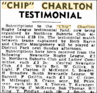 Chip Charlton Testimonial 1945.