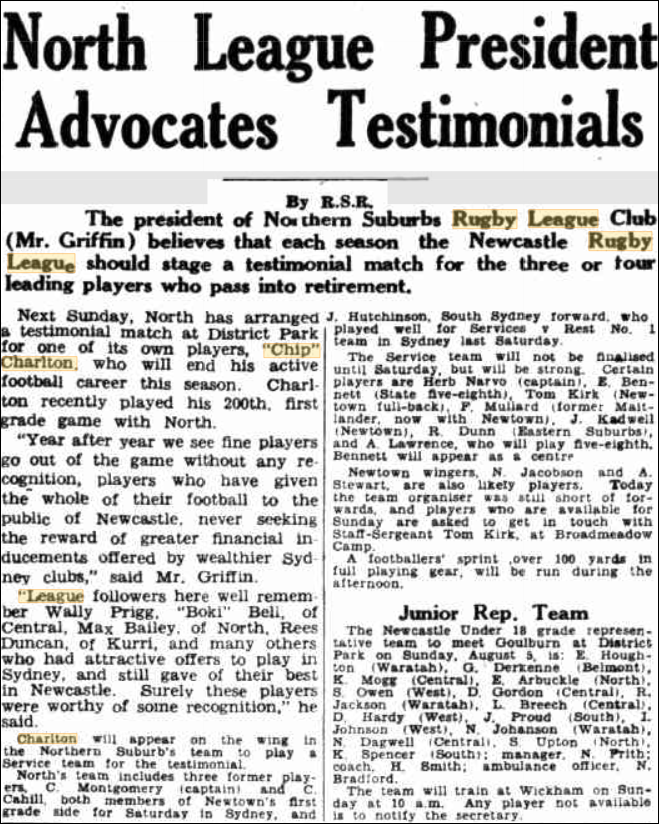 North's President advocates Testimonials 1945.