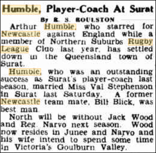 Arthur Humble leaves North's 1947.