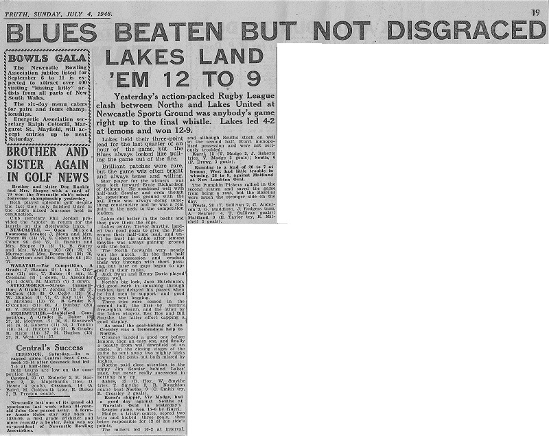 Blues beaten but not disgraced 1948.
