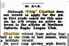 Chip Charlton will assist North's 1946.