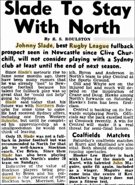 Slade to stay with North 1951.