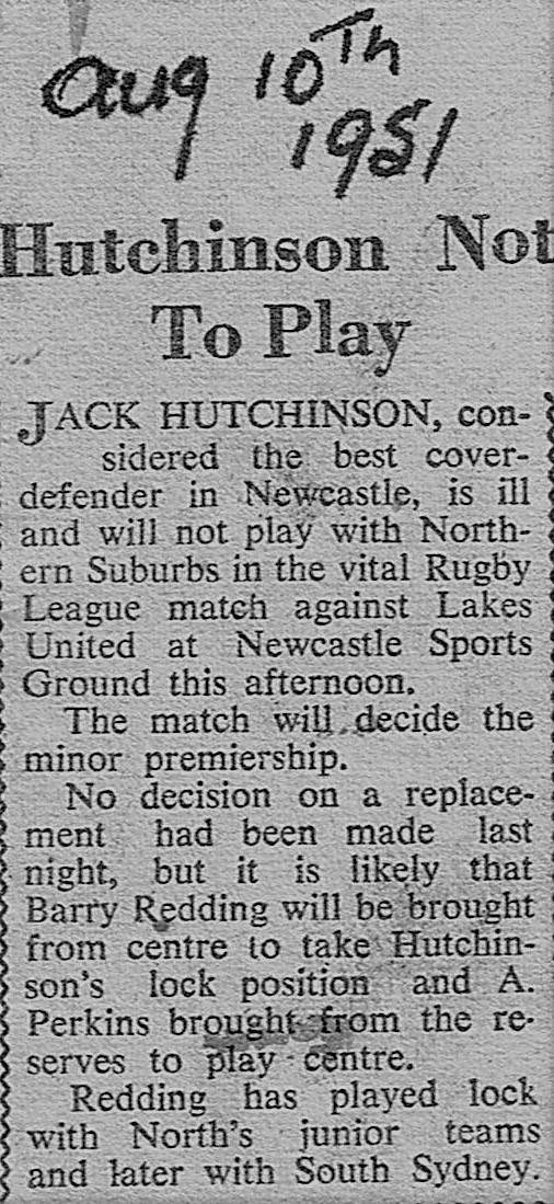 Jack Hutchinson 10th August 1951.