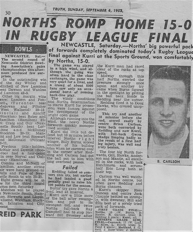 Northern Suburbs defeat Kurri in Final 1953.