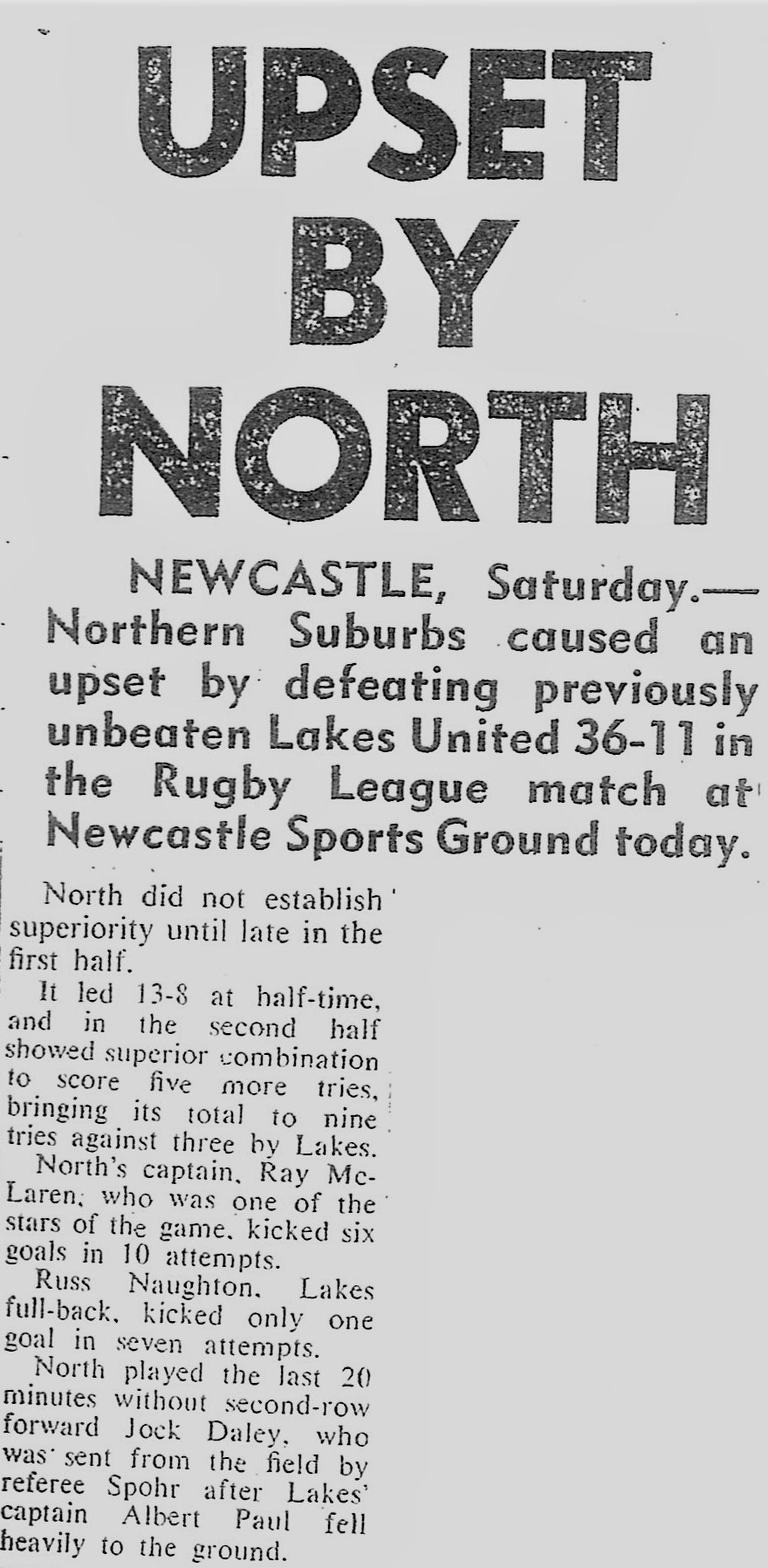 Upset by North 1959.