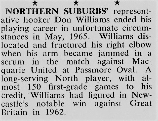 Don Williams fractures elbow 1965.