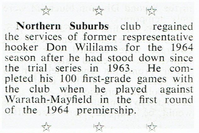 Don Williams 100 Games 1964.