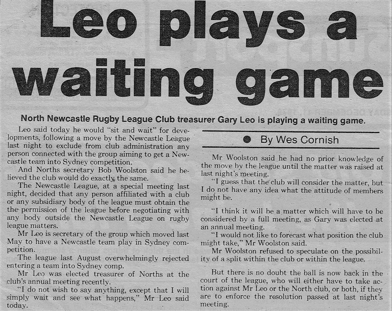 Garry Leo on entering the Sydney Competition 1979.