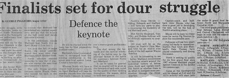 Maitland vs North Newcastle Final 1979
