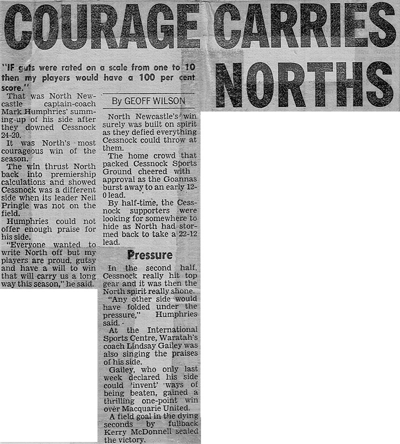 Courage carries Norths 1983.