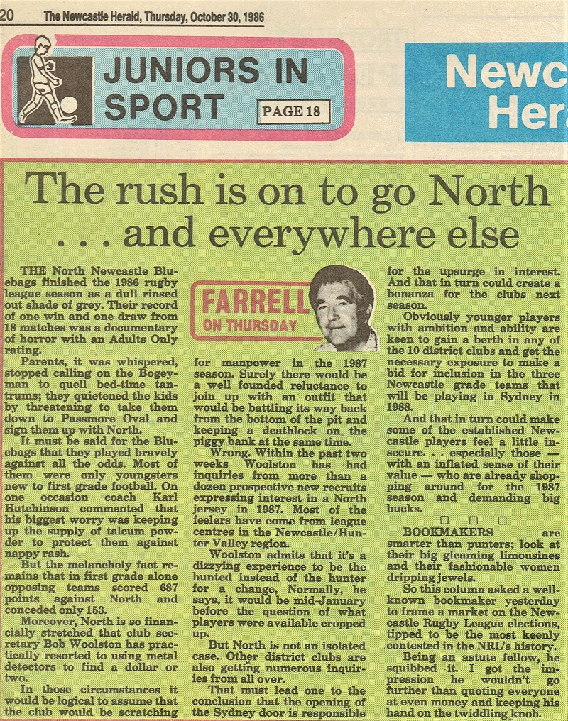 Article on North Newcastle financial viabilty 1986.