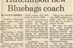Karl Hutchinson appointed Coach for Season 1985.