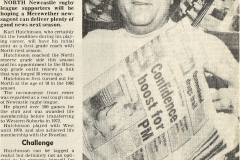 Article on Karl Hutchinson's appointment as 1985 Coach.