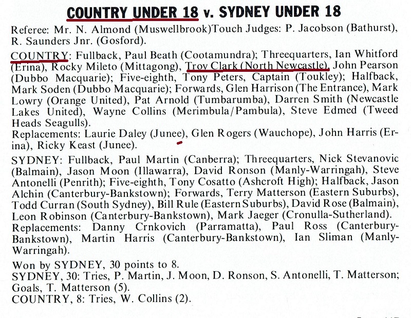 NSW Country Under 18's 1985.