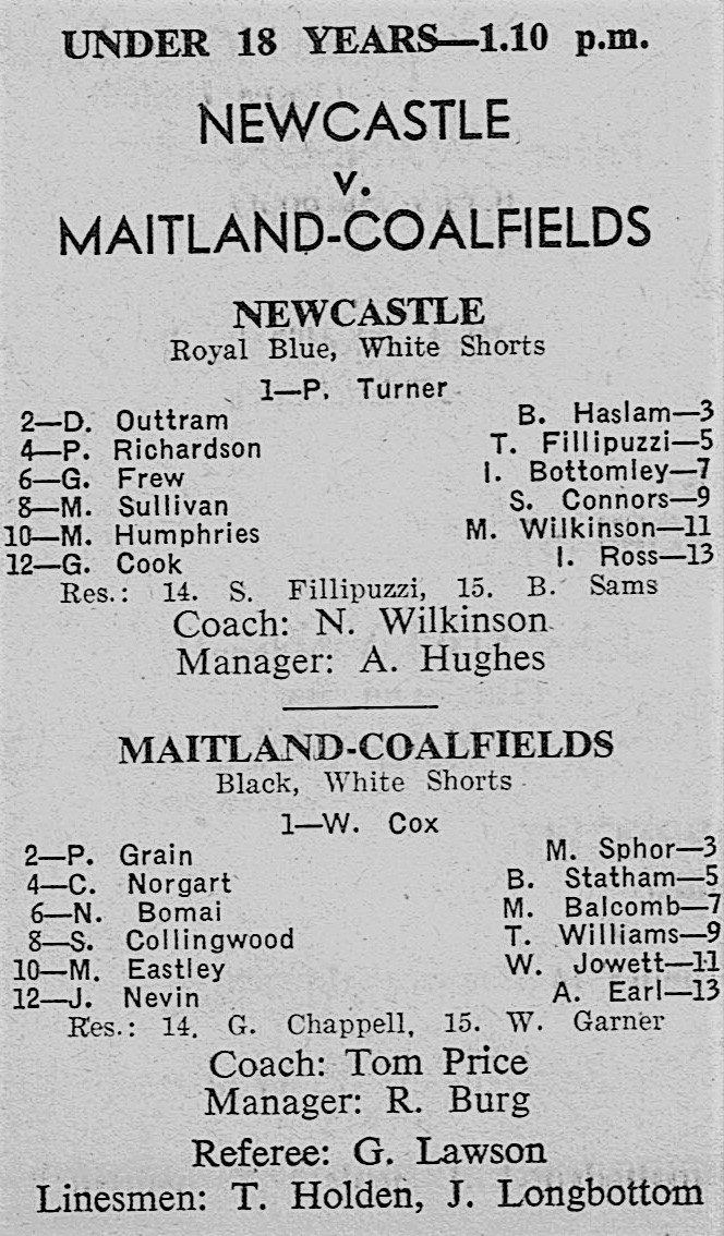 Newcastle vs Coalfields Under 18's April 1973.