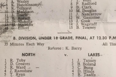 Northern Suburbs vs Lakes Under18's 1964.
