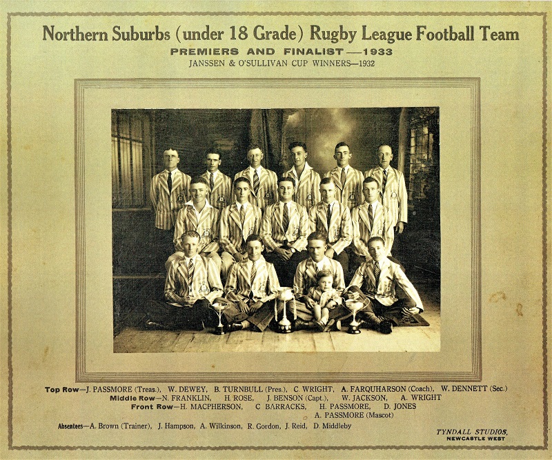 Northern Suburbs Under 18 Premiers 1933.