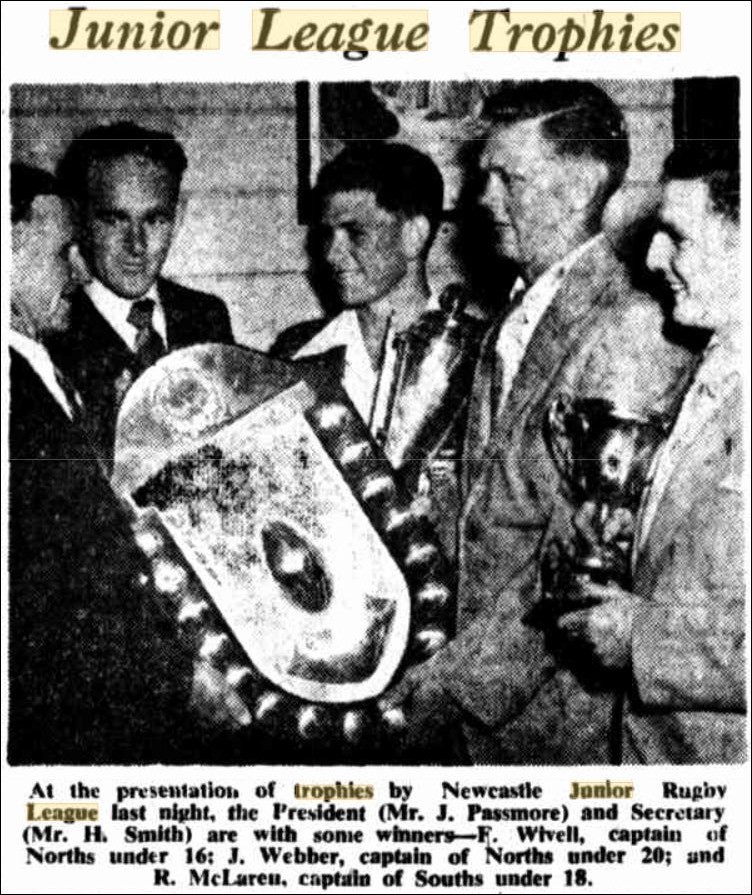 Trophies presented to F.Wivell and J.Webber 1951