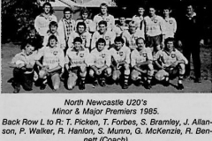 North Newcastle Under 20's Minor and Major Premiers 1985