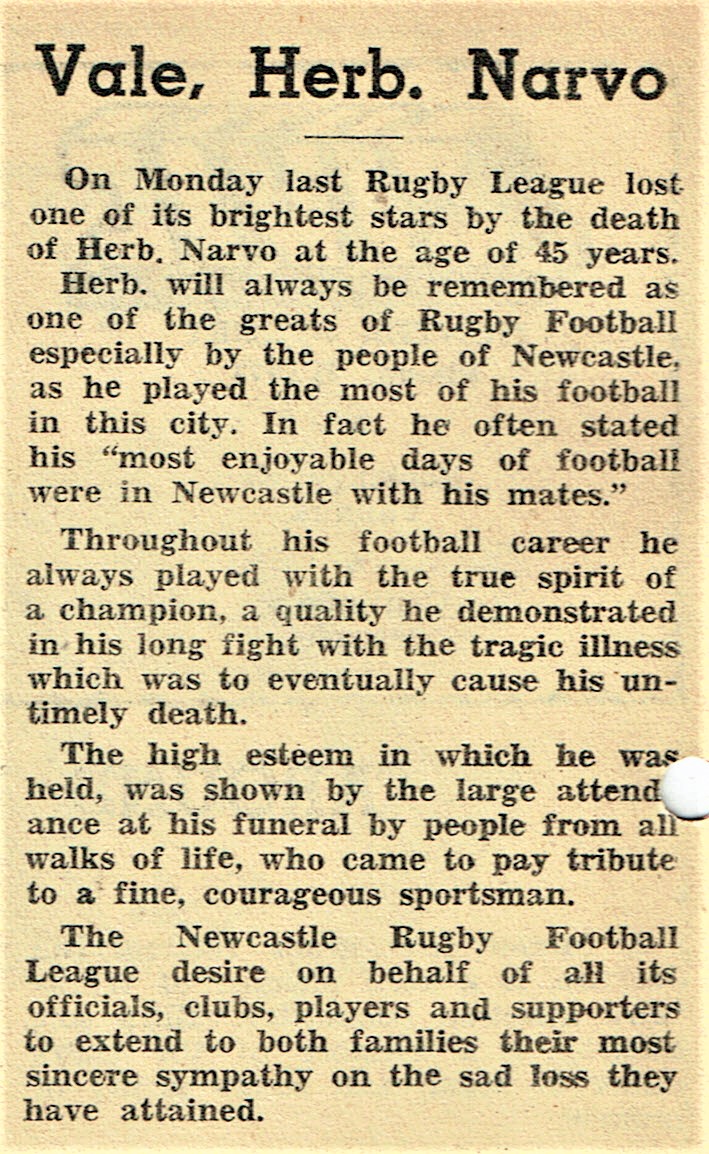 Passing of Herb Narvo 1958.