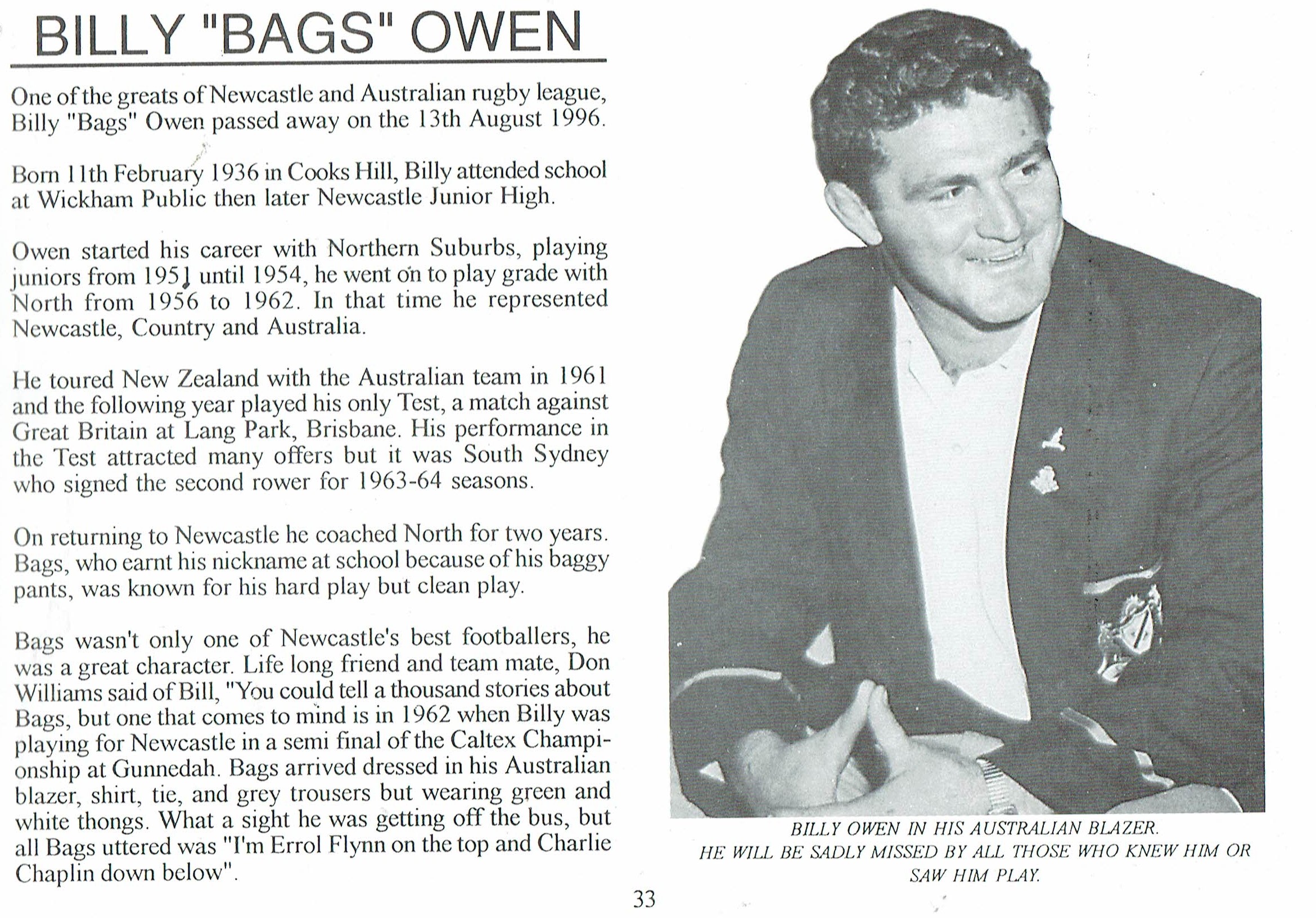 Bill Owen remembered in 1996.