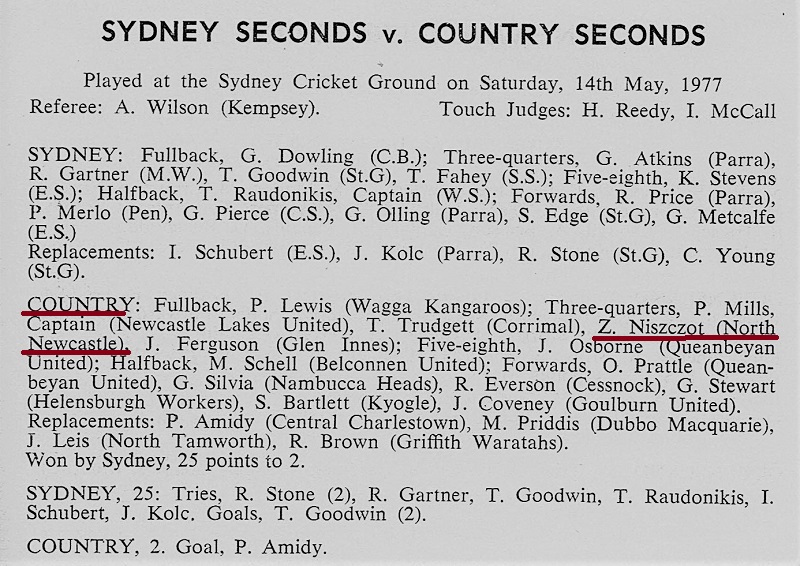 Zig Niszczot NSW Country Seconds 1977.