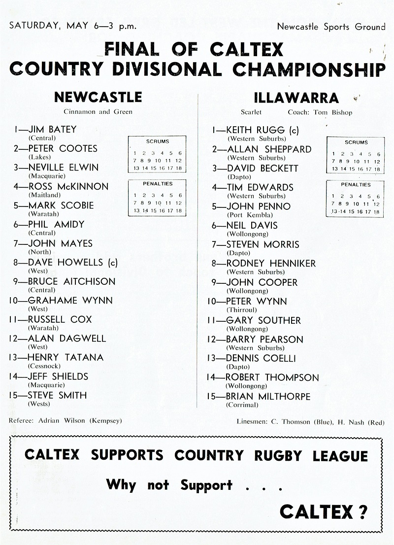 Newcastle vs Illawarra 6th May 1978.
