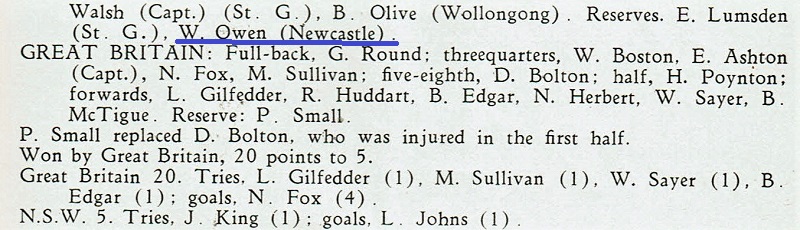 Bill Owen NSW vs Great Britain 1962 (2)