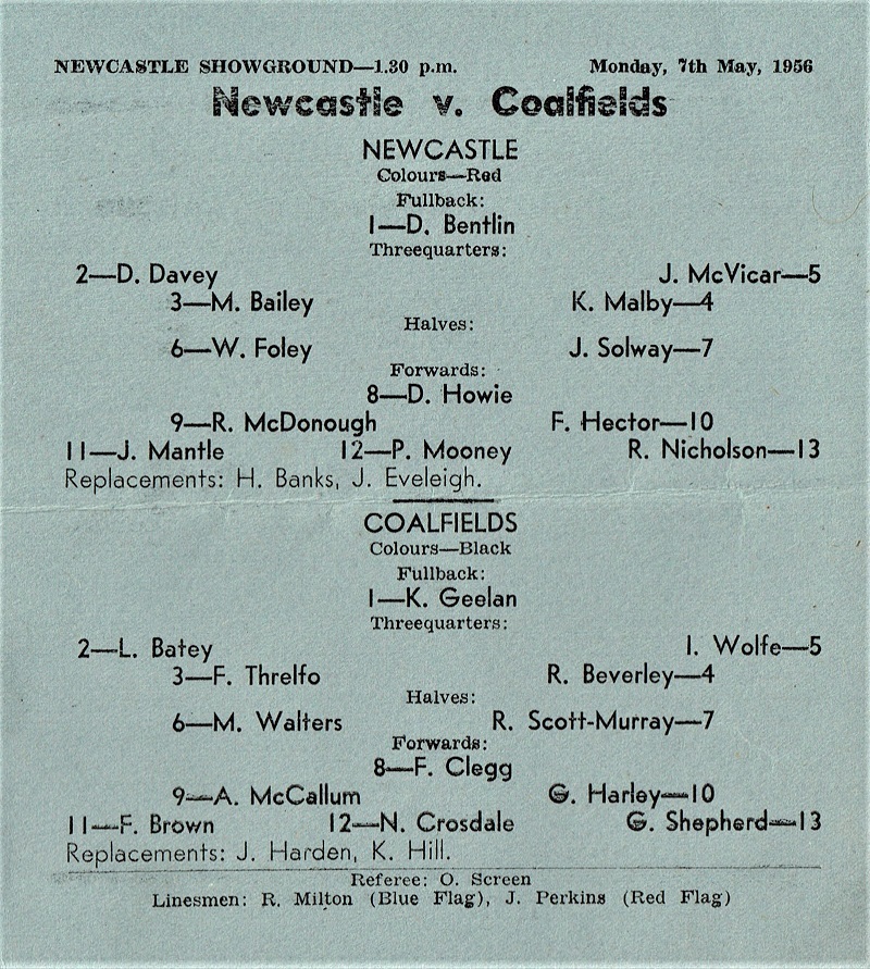 Newcastle vs Coalfields 1956.