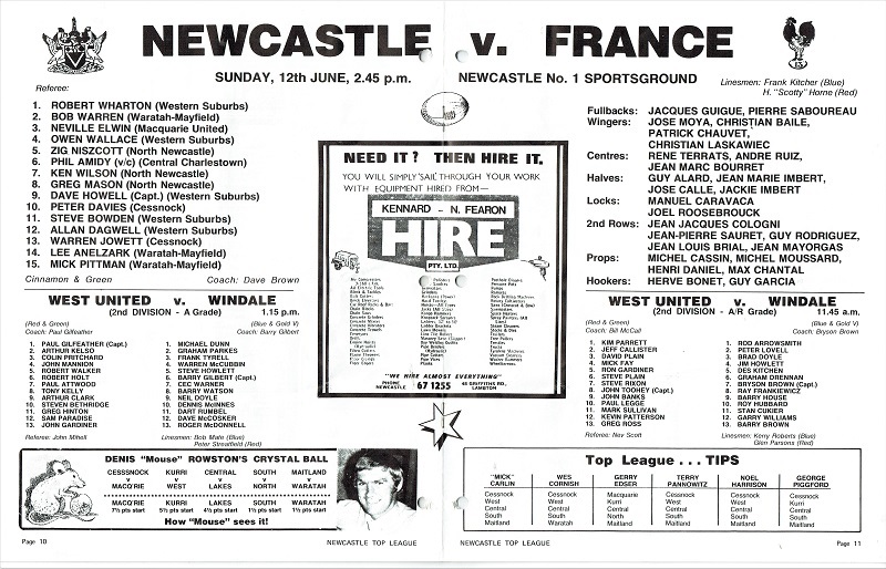 Newcastle vs France,12th June 1977.