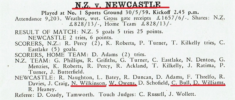Newcastle vs New Zealand 30th May 1959