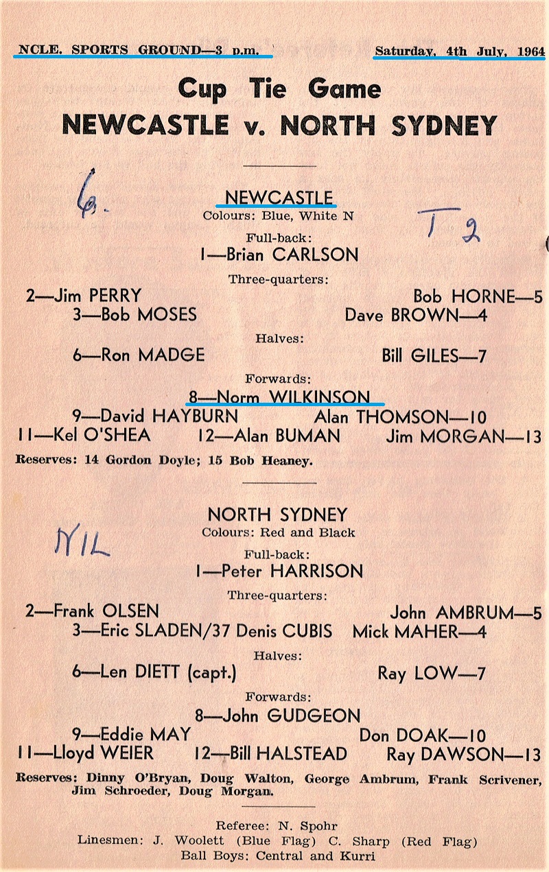 Newcastle vs North Sydney 4th July 1964.
