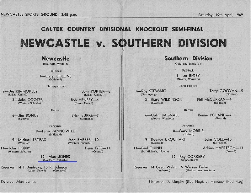 Newcastle vs Southern Division 1969.