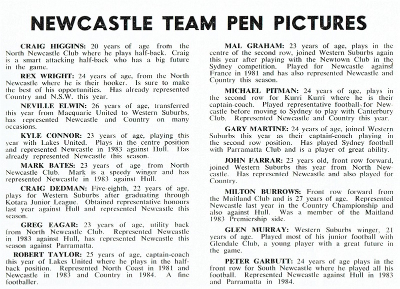 Newcastle vs GB Pen pics 1984.