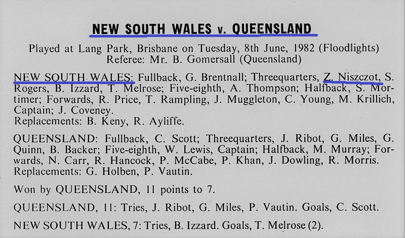 Queensland vs NSW 1982. 2nd State of Origin.