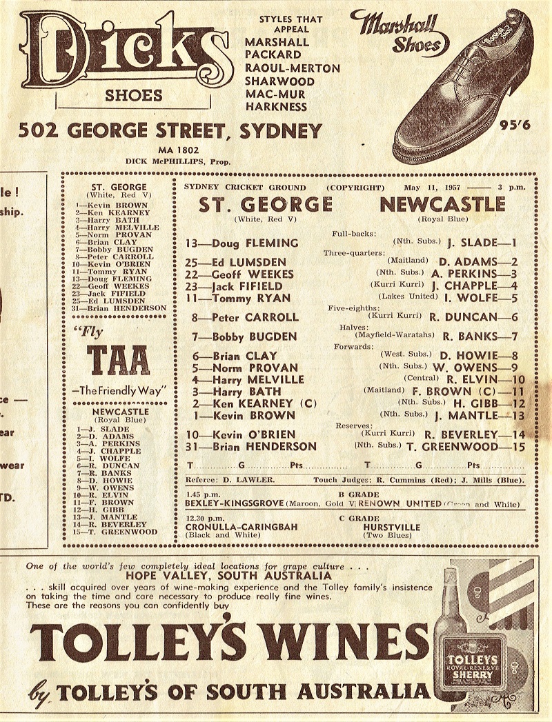 St George vs Newcastle 1957.