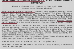 NSW Combined Country vs Central Coast 1981.