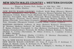 NSW Combined Country vs Western Division 1981