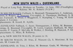 NSW vs Queensland 1982. 1st State of Origin.