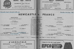 Newcastle vs France 21st May 1960.