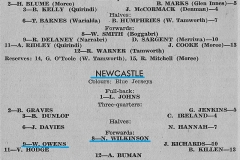 Newcastle vs Northern Division 21st May 1961.