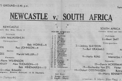 Newcastle vs Sth Africa 28th July 1963.