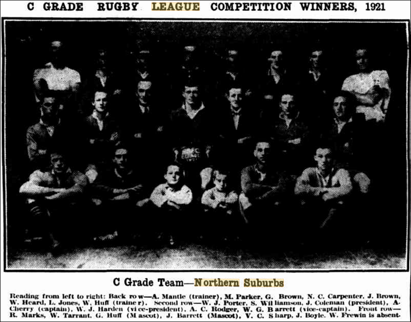 Northern Suburbs Third Grade Premiers 1921.