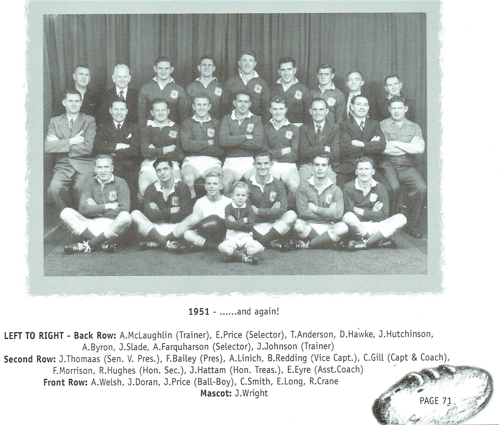 Northern Suburbs First Grade Premiers 1951.