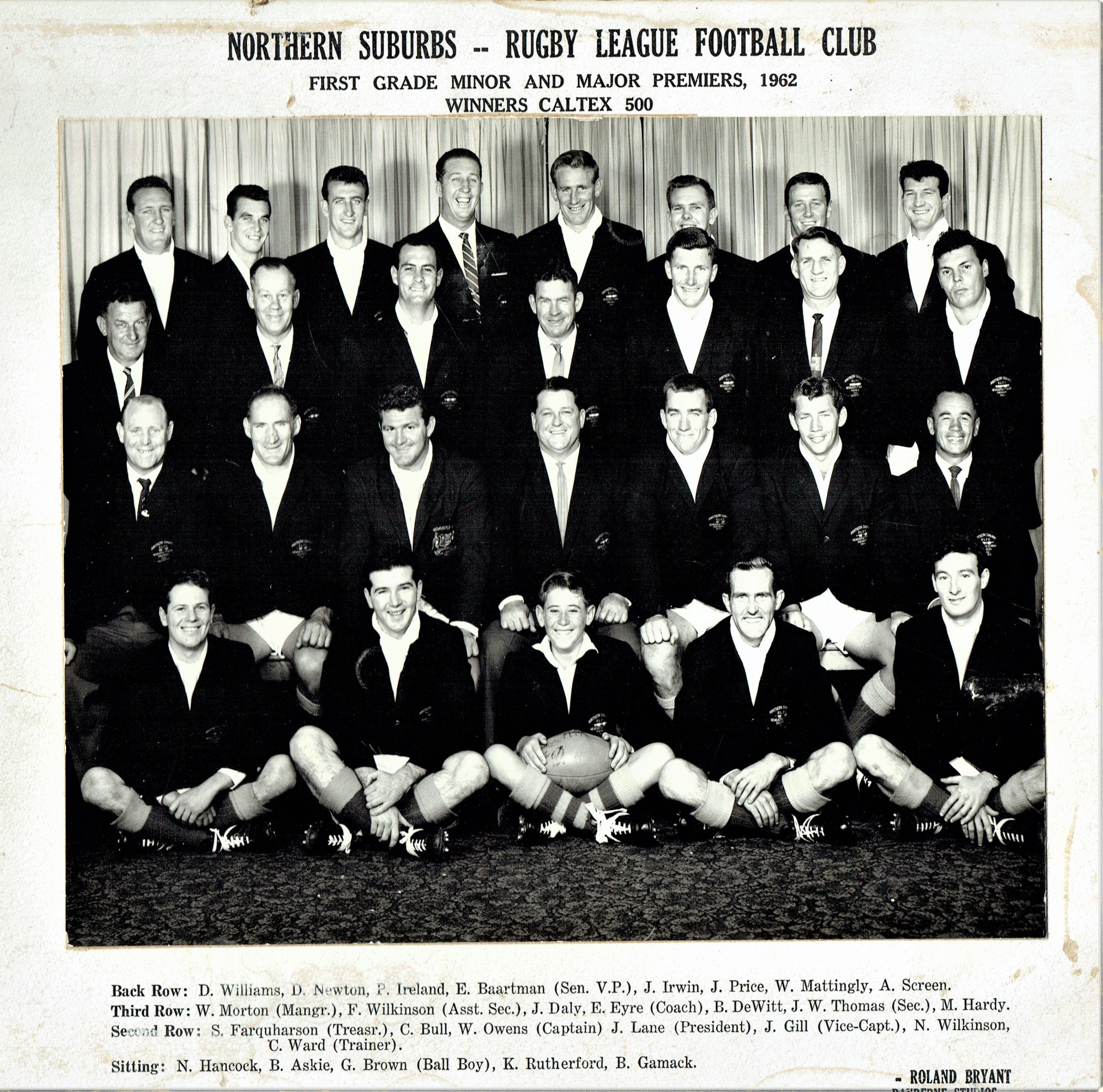 Northern Suburbs first Grade Premiers 1962