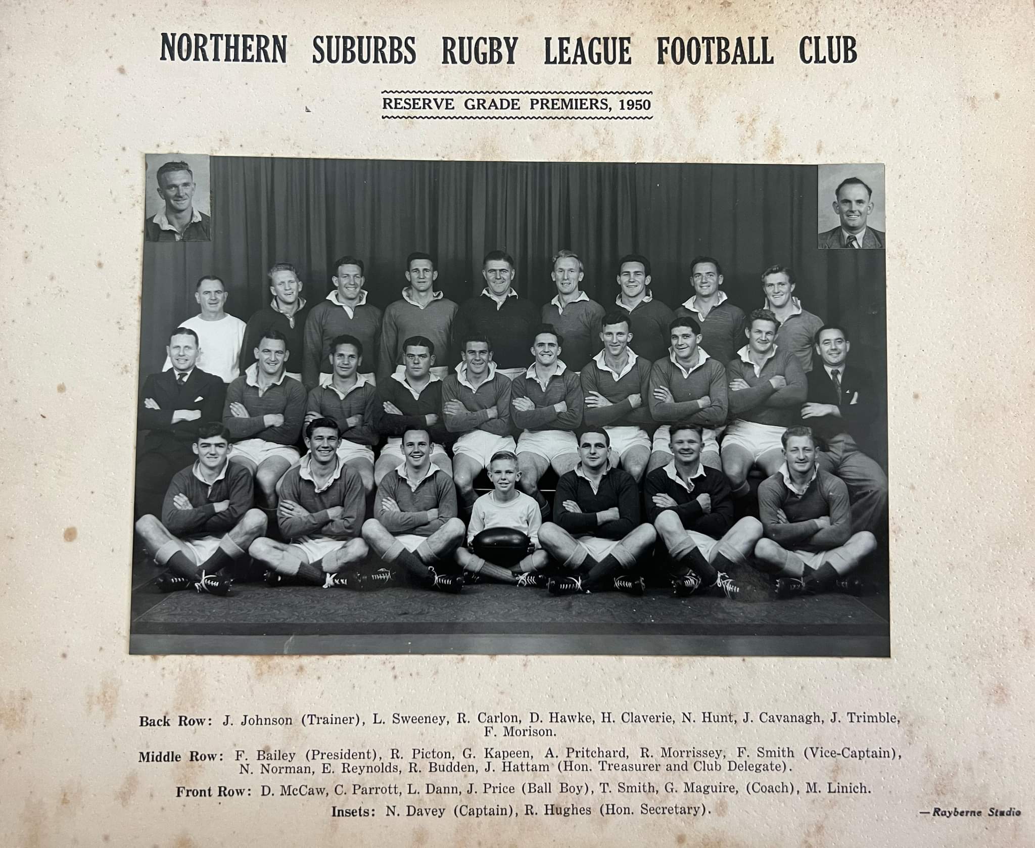 Northern Suburbs Reserve Grade Premiers 1950.